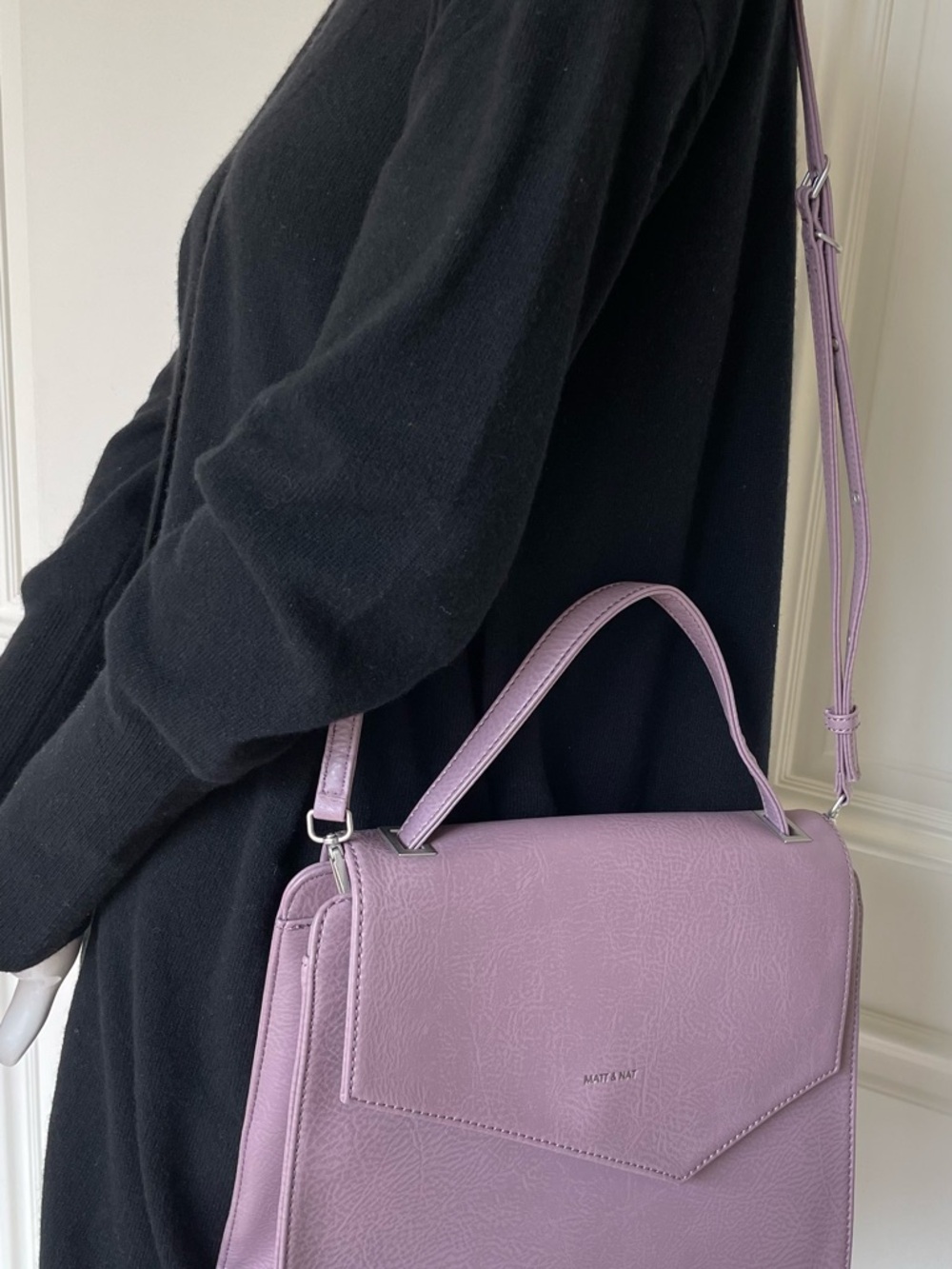 Matt & Nat Mauve Vegan Leather Structured Satchel Crossbody Bag